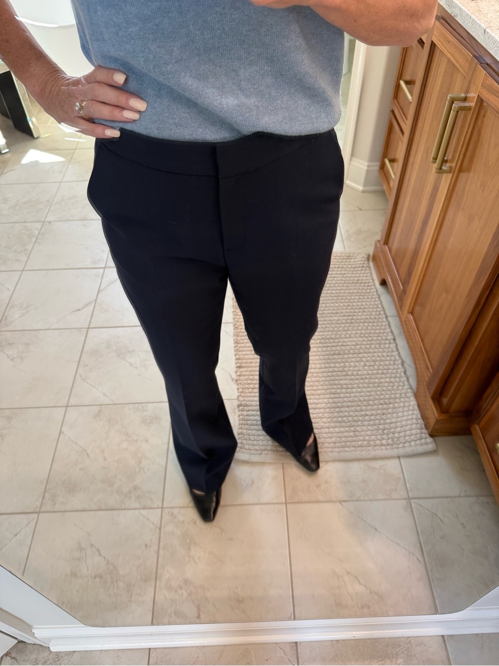 Zara NWT Navy Flare Trouser Pants Size M